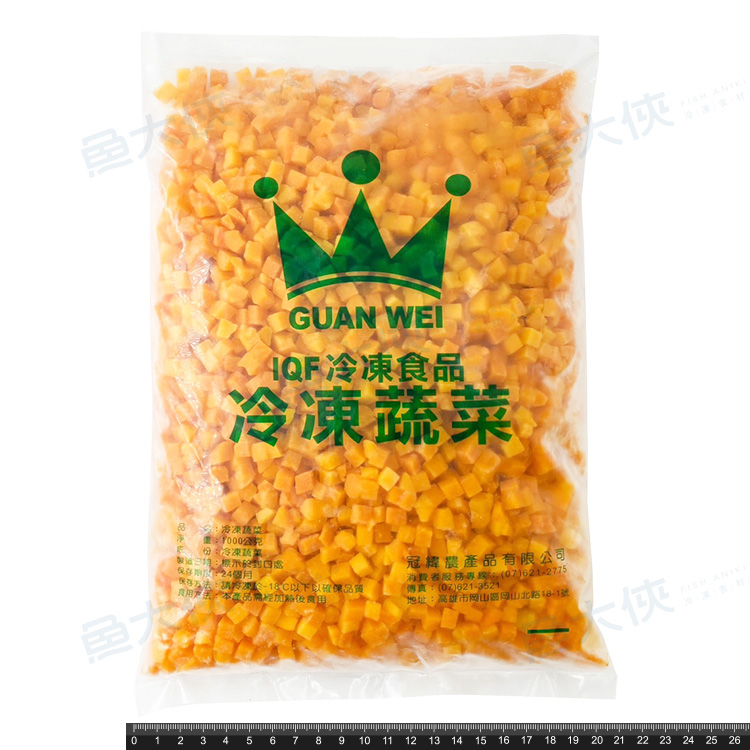 熟凍-南瓜丁(1kg/包)#丁丁丁-1I3A【魚大俠】AR078