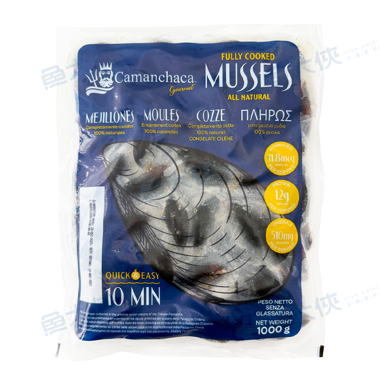 智利-全殼熟淡菜(1kg/包)-1E3A【魚大俠】BC014